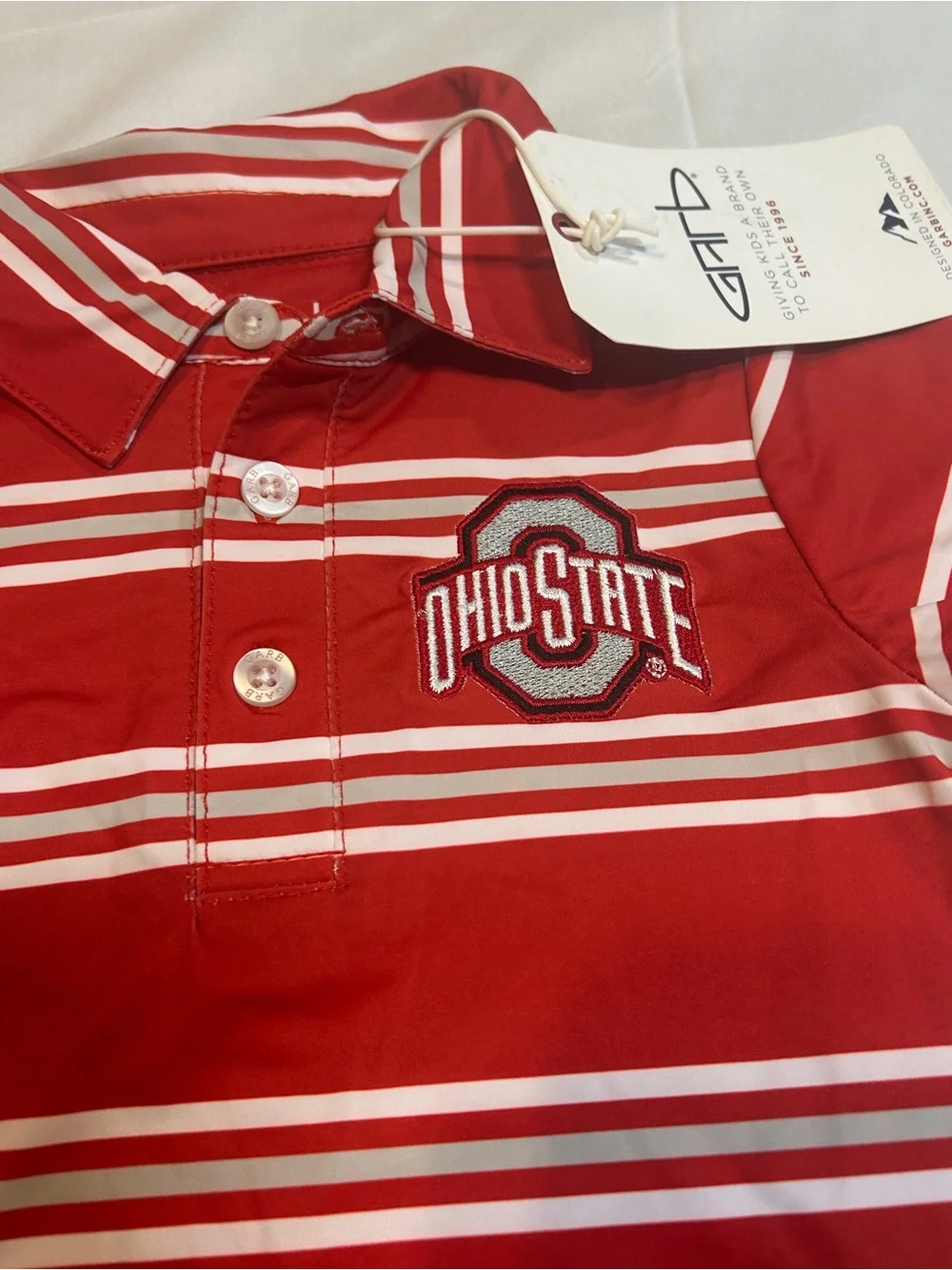 Ohio State Buckeyes Baby Boys Polo Romper 12M Red White Striped NWT Game Day